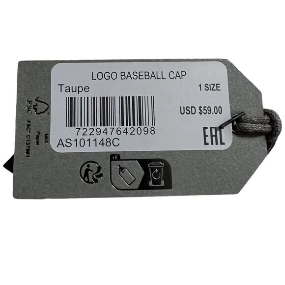 ALLSAINTS Cap All Saints Taupe Tan Embroidered Logo one size Adjustable Cotton - Picture 6 of 6